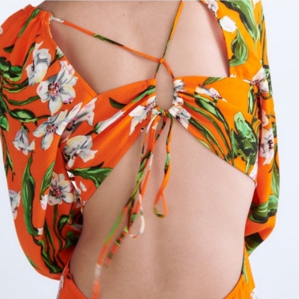 ZARA Multicolored Cut-Out Printed Maxi Dress – Size Large - Picture 15 of 16